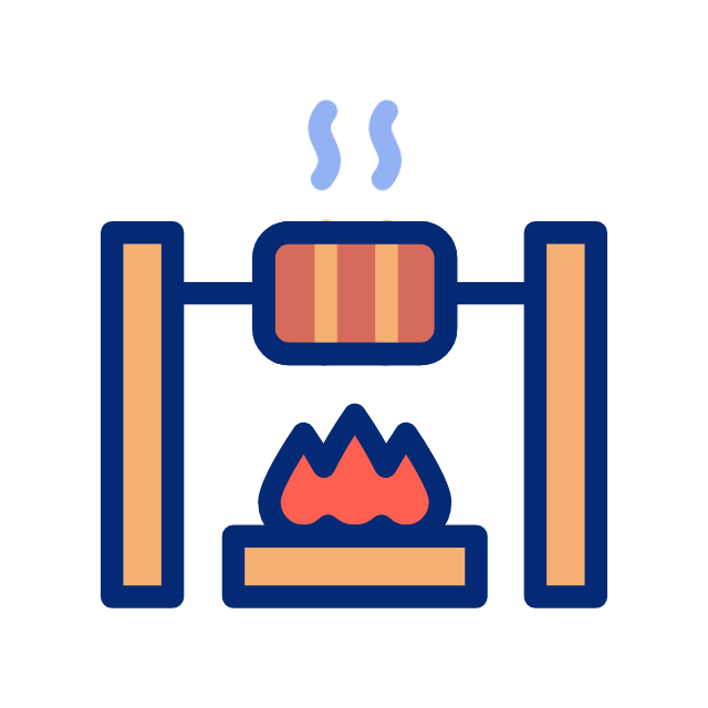 Parrilla encendida con fuego