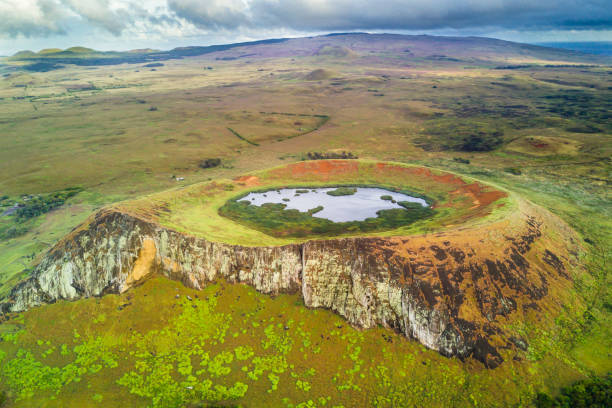 Vista aérea del paisaje de la Isla de Pascua
