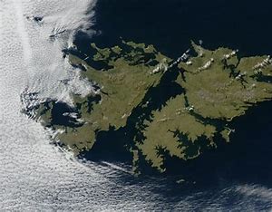 Vista aérea del archipiélago de las Malvinas
